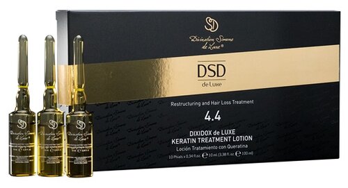 Divination Simone DeLuxe 4.4 RESTRUCTURING AND HAIR LOSS TREATMENTS Восстанавливающий лосьон для кожи головы с кератином Диксидокс де Люкс, 10 мл, 10 шт., 10 уп., ампулы