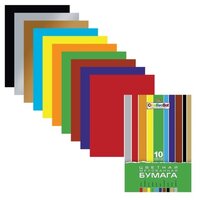 Цветная бумага CreativeSet Hatber, A4, 10 л., 10 цв.