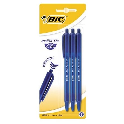 BIC Набор шариковых ручек Round Stic Clic, 0.32 мм (926374), 3 шт.