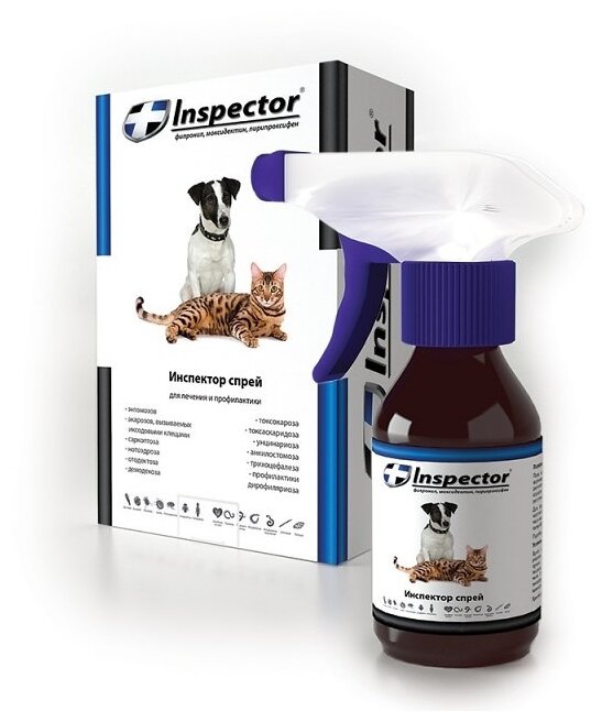 Спрей Inspector для кошек и собак, от внешних и внутренних паразитов, 100 мл