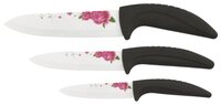Набор Bohmann 3 ножа с подставкой черный / серый / дамасский узор