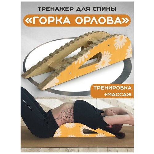 Массажер-тренажер для спины "Горка Орлова", с принтом Иллюстрация ромашки - 71