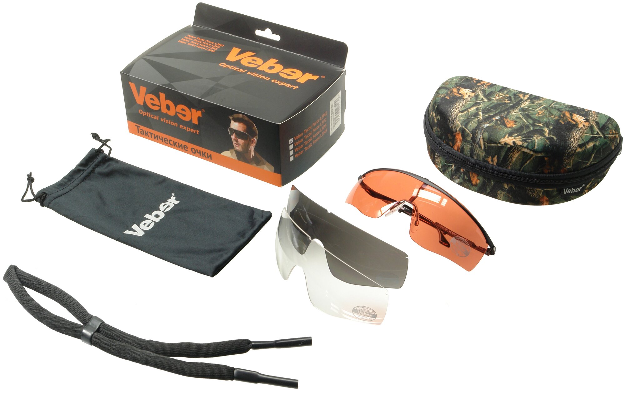 фото Противоосколочные тактические очки для стрельбы со сменными линзами Veber Tactic Force L3M2