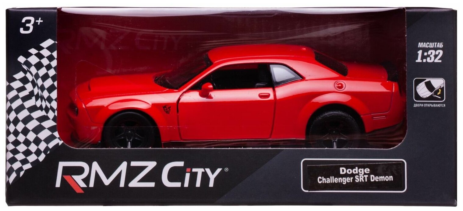 Машинка металлическая Uni-Fortune RMZ City 1:32 Dodge Challenger SRT Demon 2018 (цвет красный) - фотография № 3