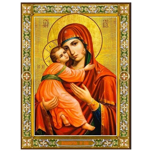 крестильная икона божией матери владимирская крещение ребенка крестины подарок от крестных оберег богородица Божией Матери Владимирская икона на дереве