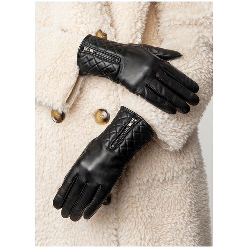 Перчатки кожаные женские 03, Hannelore, размер 8, черный