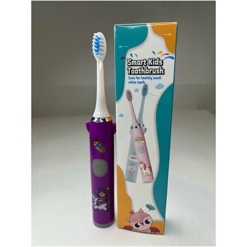 Электрическая зубная щетка детская фиолетовая ультразвуковая электрощетка для детей от 3х лет на батарейке АА 29000₽