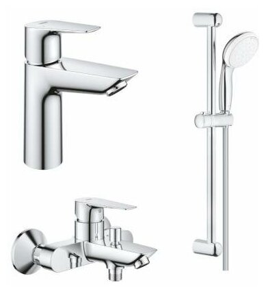 Комплект для ванной комнаты GROHE BauEdge, набор смесителей и душевой гарнитур Tempesta Classic, хром (127079)