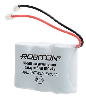 Аккумуляторы Robiton Батарея аккумуляторная ROBITON DECT-T279-3x2/3AA Ni-MH 3.6В 600mAh, универсальный коннектор