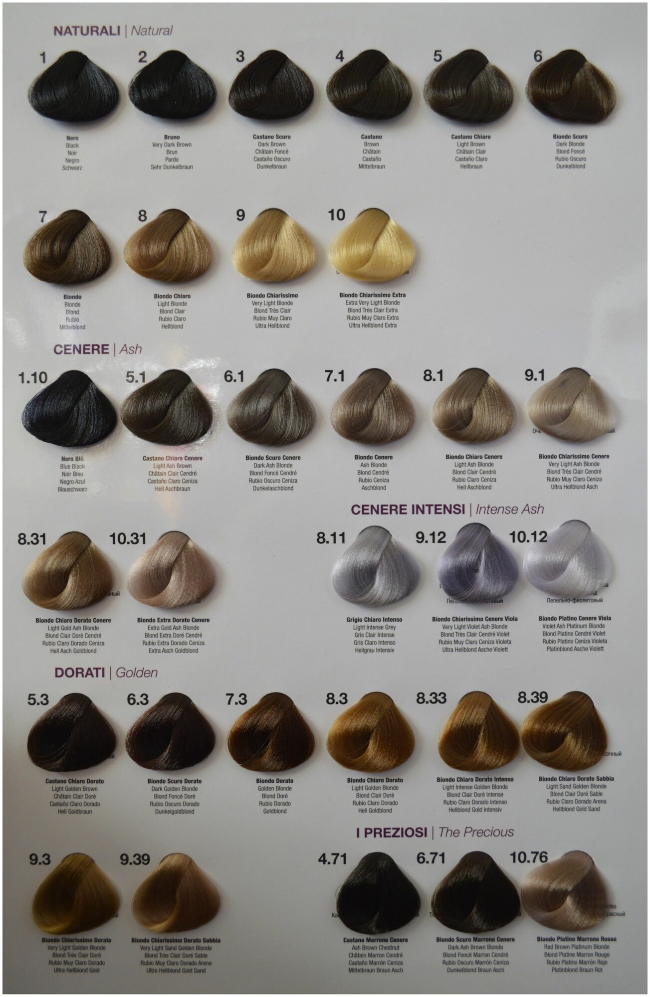 Капус палитра красок блонд для волос