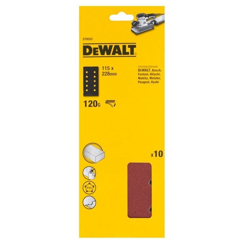 Лист шлифовальный DeWalt Ф115х228мм(120G,10шт) DT8552