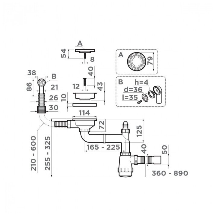 Сифон для мойки Omoikiri WK-1-R-AB античная латунь - фото №10