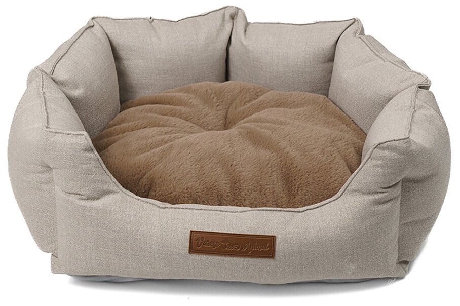Лежанка для собак кошек 55х50х20 меховая съёмная подушка - фотография № 1