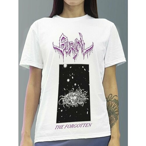 фото Футболка женская белая молочный оттенок из хлопка с dtf принтом деткор deathcore непонятные логотипы групп - 40106 будь на стиле