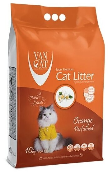 Van Cat Комкующийся наполнитель без пыли с ароматом Апельсина, пакет (Orange), 5 кг - фотография № 9