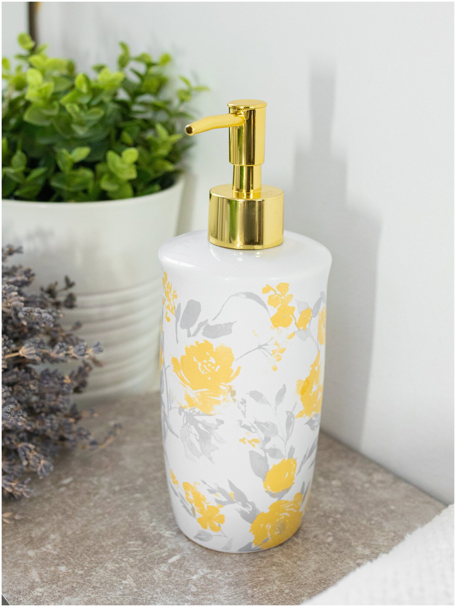 Дозатор для жидкого мыла с цветами PROFFI HOME PH11187 YELLOW TRENDY