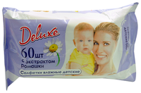 Влажные салфетки Deluxe Детские с экстрактом ромашки 60 шт.