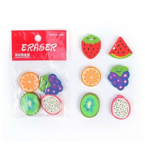 Набор фигурных ластиков ФруктыЯгоды 4 штуки в блистере микс36 шт 994₽