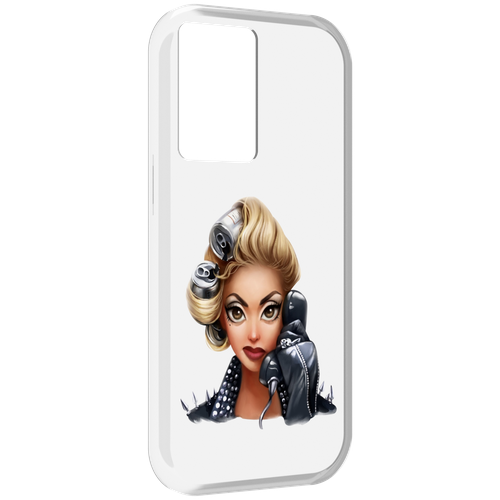 Чехол MyPads девушка-смайлик-с-телефоном женский для OnePlus Nord N20 SE задняя-панель-накладка-бампер