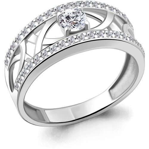 фото Серебряное кольцо aquamarine а67226а с фианитом, размер 18,5 diamant-online
