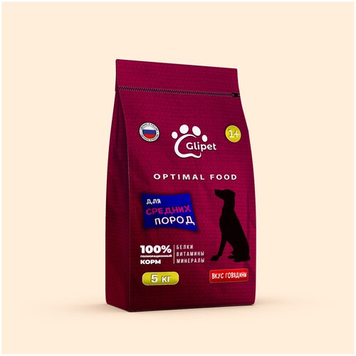 Сухой корм для собак средних пород 0.5кг Glipet Optimal food