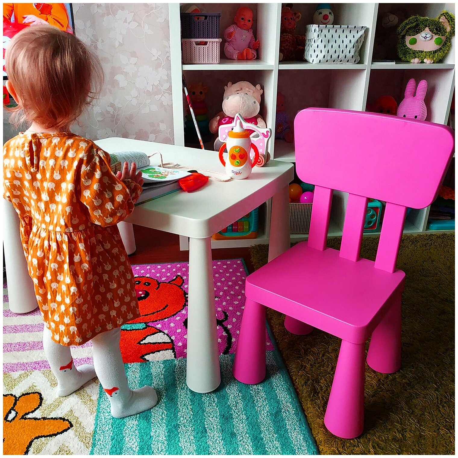 Детский стул / стульчик пластиковый для ребенка, малышей со спинкой Мамонт розовый, от 2 до 7 лет, 532751 - фотография № 5