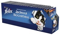 Корм для кошек Felix (0.085 кг) 24 шт. Аппетитные кусочки Двойная вкуснятина с Индейкой и печенью в 