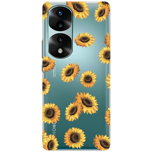 Силиконовый чехол с принтом Sunflowers для Honor 70 Pro / Honor 70 Pro+ / Хонор 70 / 70 Про Плюс силиконовый чехол на honor 70 хонор 70 заяц за любовь