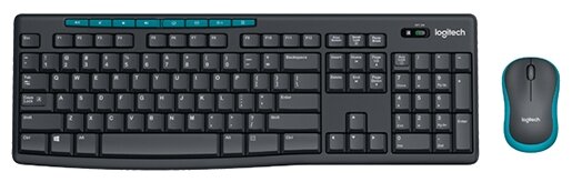 Комплект клавиатура + мышь Logitech Wireless Combo MK275, черный/голубой