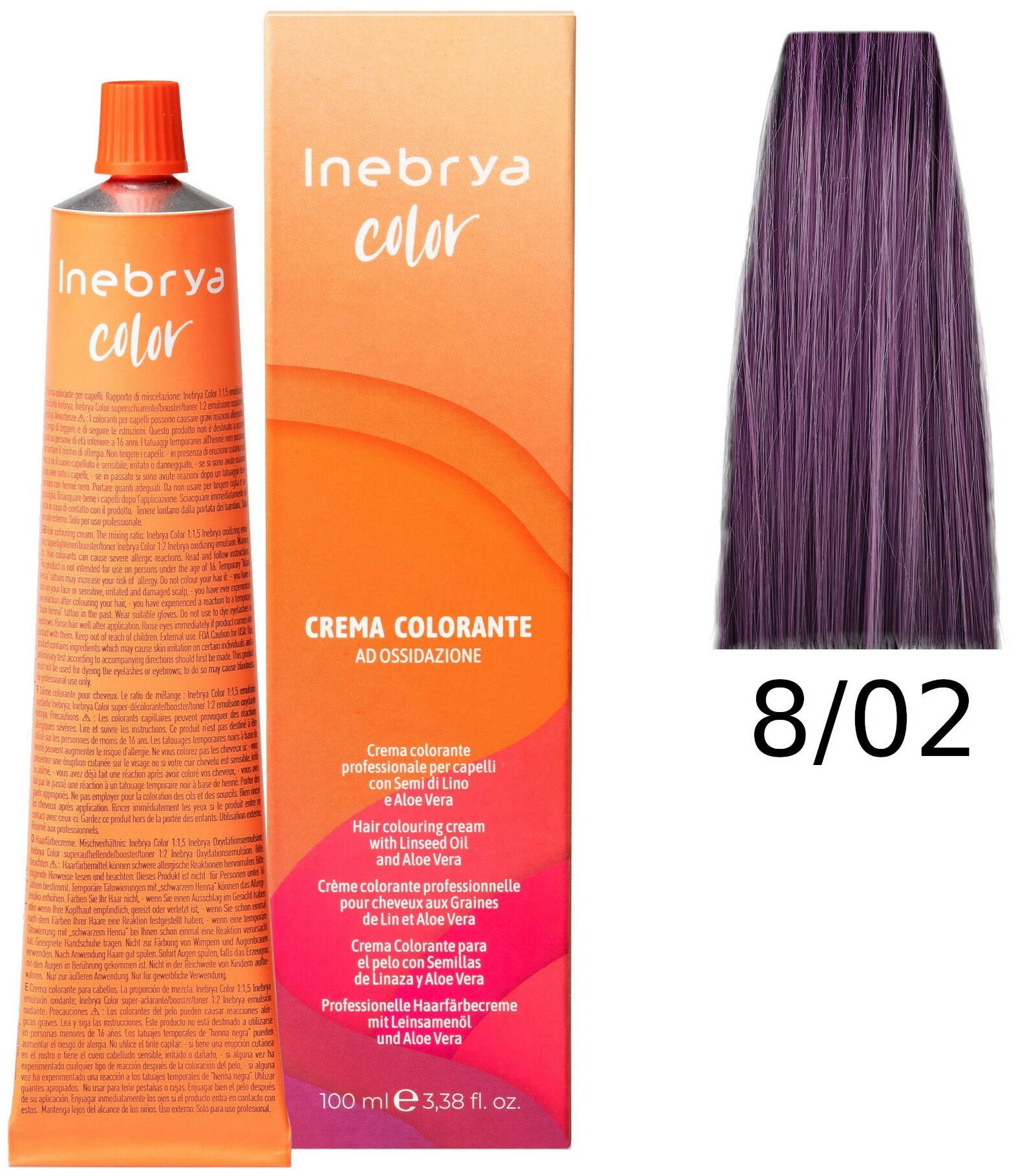 Крем-краска Inebrya Color Professional 8/02 Светлый блонд Натуральный фиолетовый 100 мл