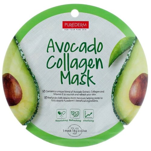 Купить Маска для лица Purederm Коллагеновая с экстрактом плодов авокадо, Adwin Korea Corporation