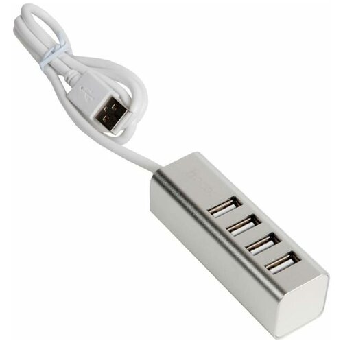 Переходник USB- хаб HOCO HB1 4 порта серебристый usb концентратор hoco hb1 4 гнезда 1 usb выход серый