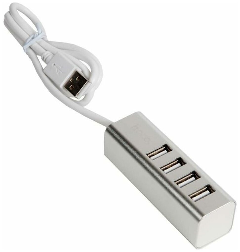 Переходник USB- хаб HOCO HB1 4 порта серебристый