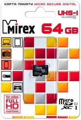Карта памяти Mirex microSDXC Class 10 UHS-I U1 64 GB, чтение: 45 MB/s, запись: 25 MB/s