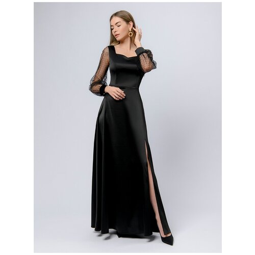 Платье 1001dress, вечернее, макси, размер 48, черный