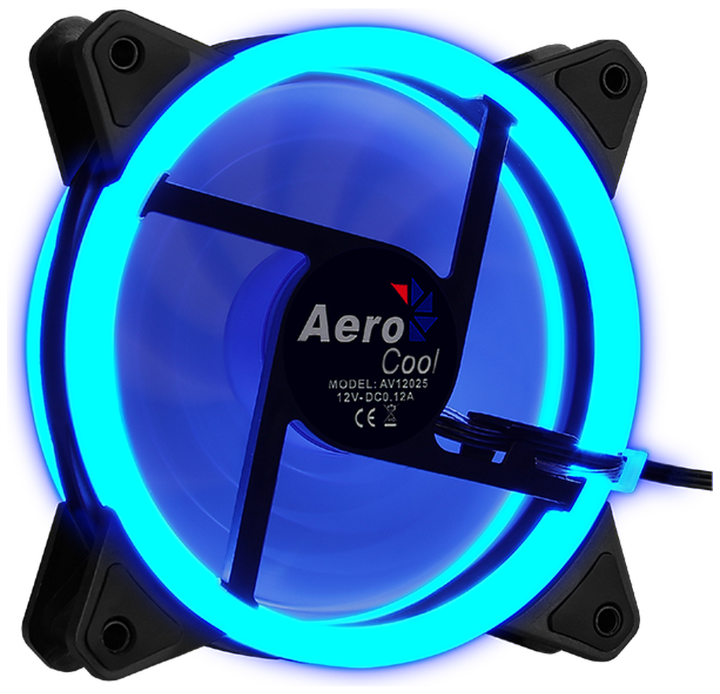 Вентилятор Aerocool REV BLUE 120 120x120 3-pin 15dB 153gr LED Ret