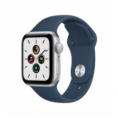 Умные часы Apple Watch SE GPS 40мм Aluminum Case with Sport Band RU, серебристый/синий омут