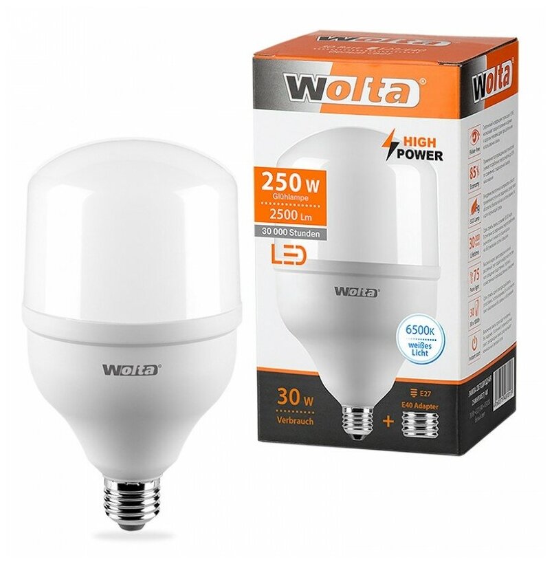 Светодиодная лампа WOLTA HP 30Вт 2500лм E27/40 6500K - фото №5