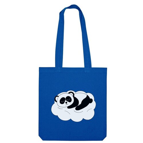 женская футболка панда спит на облаке s темно синий Сумка шоппер Us Basic, синий