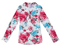 Блузка playToday размер 116, белый, розовый, синий