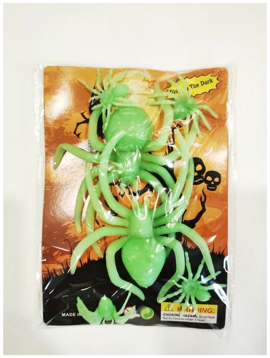 Паучки, светятся в темноте, 6шт. — фото 1