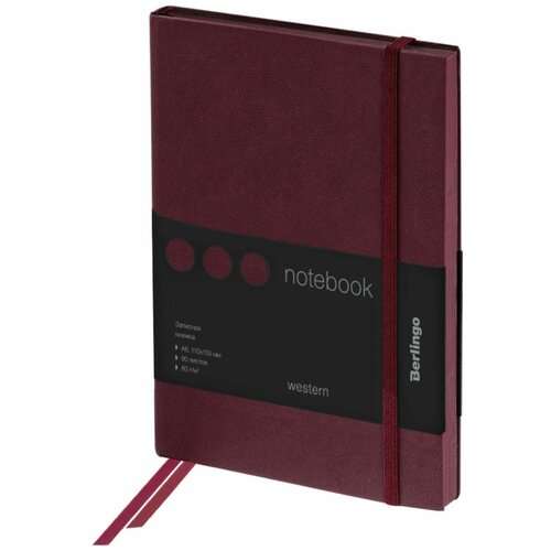 Записная книжка А6 Berlingo Western 80 листов клетка кожзам с резинкой коричневый NB0_85603 718₽