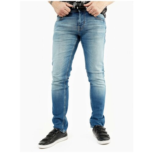 Джинсы зауженные Antony Morato, размер 32, синий джинсы зауженные antony morato полуприлегающий силуэт размер 32 синий