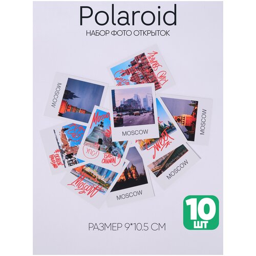 фото Открытки москва в стиле полароид. почтовые открытки с видами москвы 10шт magniart