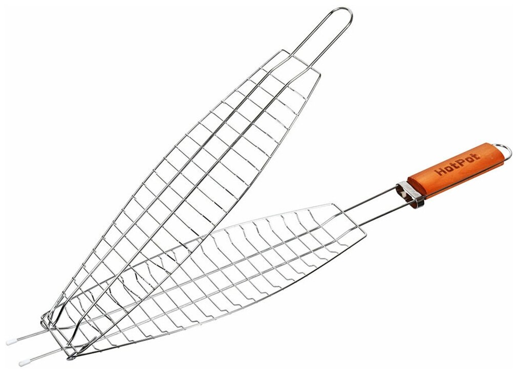 Решетка-гриль для рыбы Hot Pot с деревянной ручкой 60 x 36 x 12 x 4 см