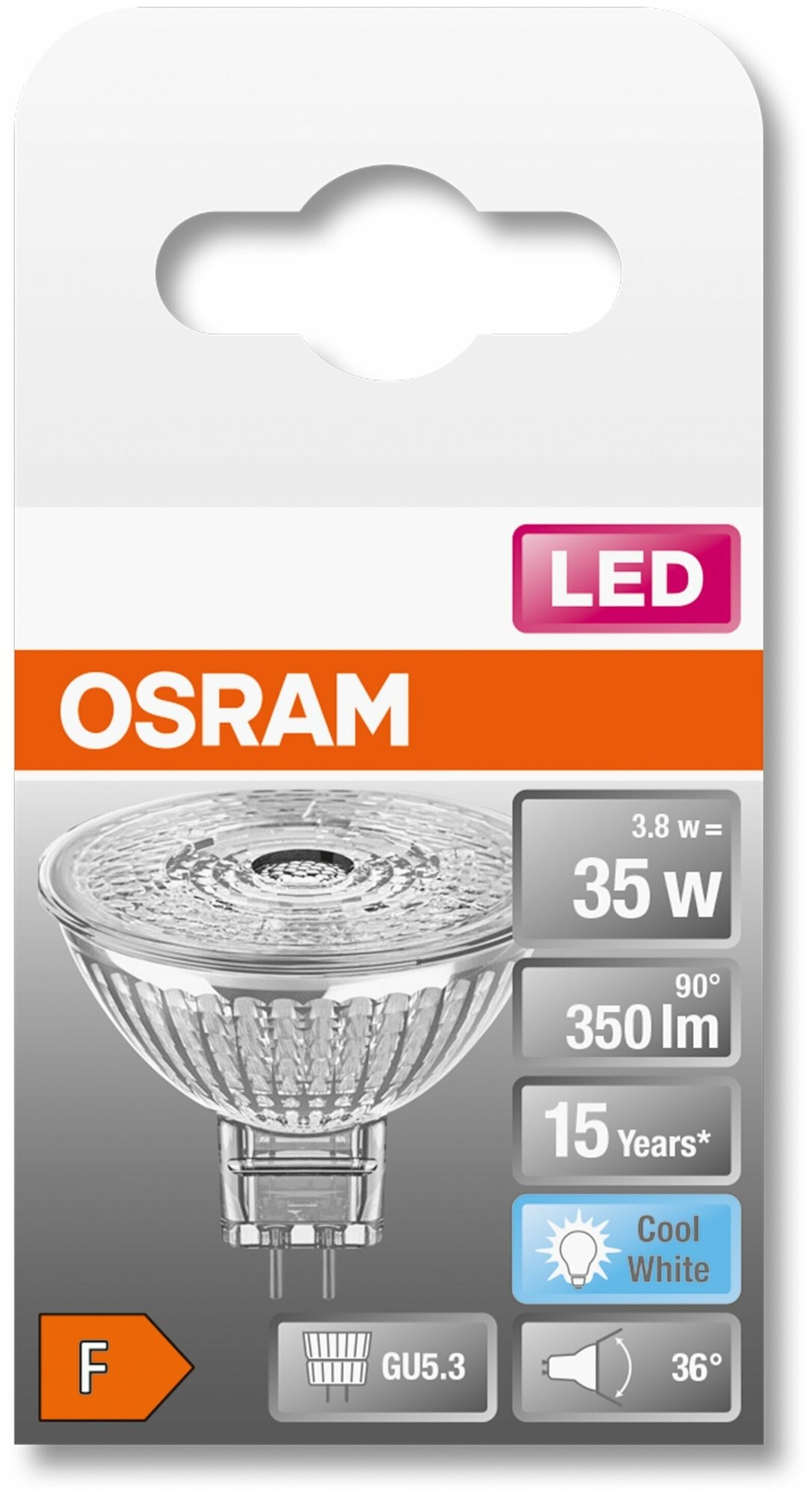 LEDS MR16 35 36 38W/840 12V GU5.3 350Lm стекло - LED лампа OSRAM