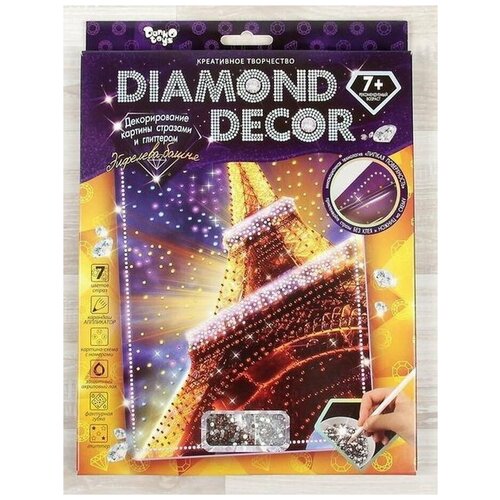 Набор для создания алмазной мозаики из страз, DIAMOND DECOR, Эйфелева башня, 8 цветов, 1 комплект