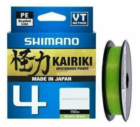 Леска SHIMANO Kairiki 4 PE, плетеная, 0.23мм, 150м, 18.6кг, зеленый [ldm54te3023015g] - фото №1