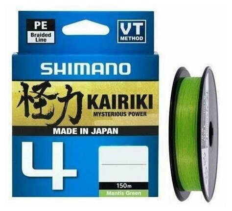 Леска SHIMANO Kairiki 4 PE, плетеная, 0.1мм, 150м, 6.8кг, зеленый [ldm54te0810015g] - фото №1