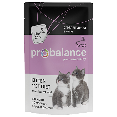 фото Корм для котят ProBalance 1st Diet с телятиной 25шт. х 85 г (кусочки в желе)